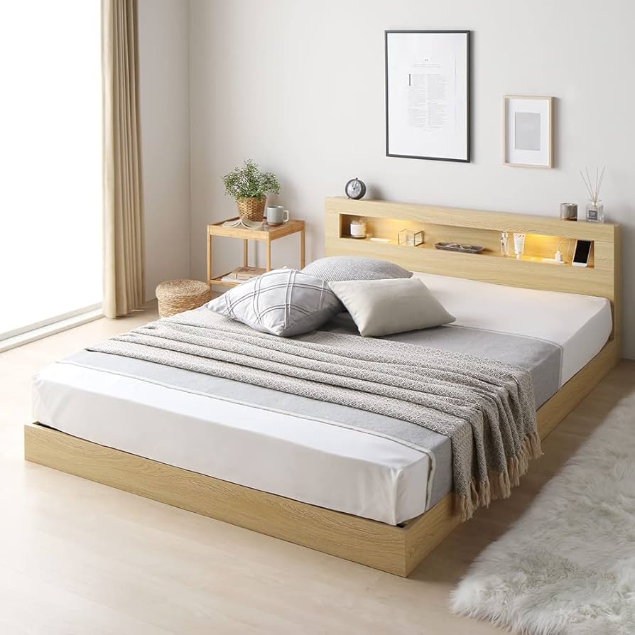 [中古品]RASIK CONCASA ダブルサイズ ローベッドフレーム Amazon｜RASIK ベッド ダブル フレームのみ ナチュラル すのこ